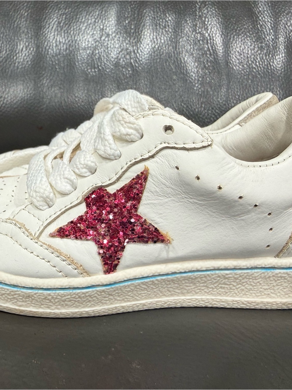 Golden Goose Kids White Sneakers with Pink Star Accent - Picture 2 of 8